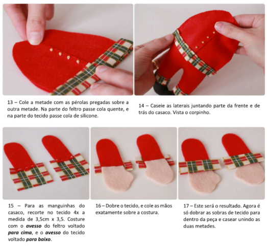 Como fazer os braços  do Papai Noel 