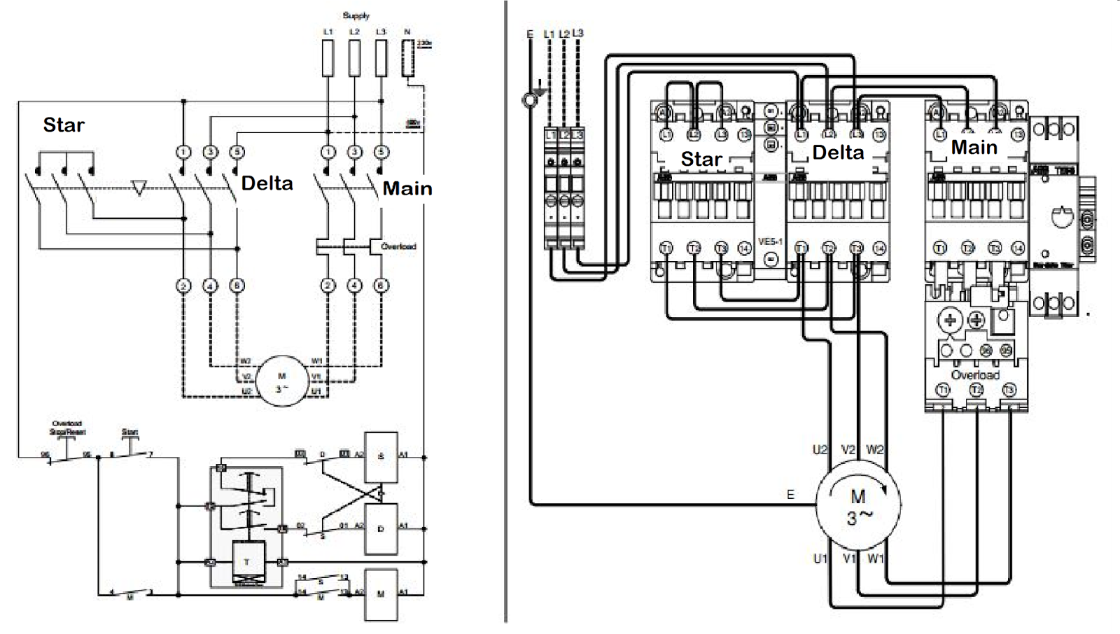 Star Delta Starter Line Diagram and Its Working Principle