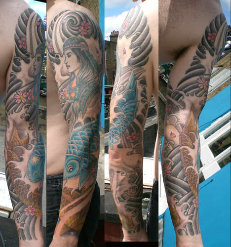  Koi full sleeve tattoo old