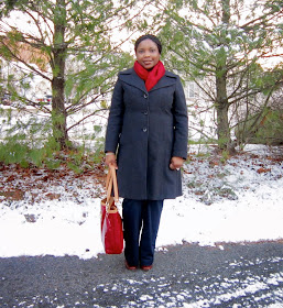 Red and Grey, how to wear scarf with coat