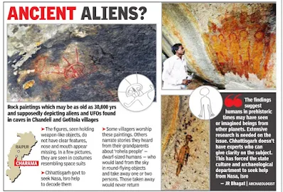 Times Of India E Paper covered the story of UFO and Aliens in cave paintings in Indian cave.