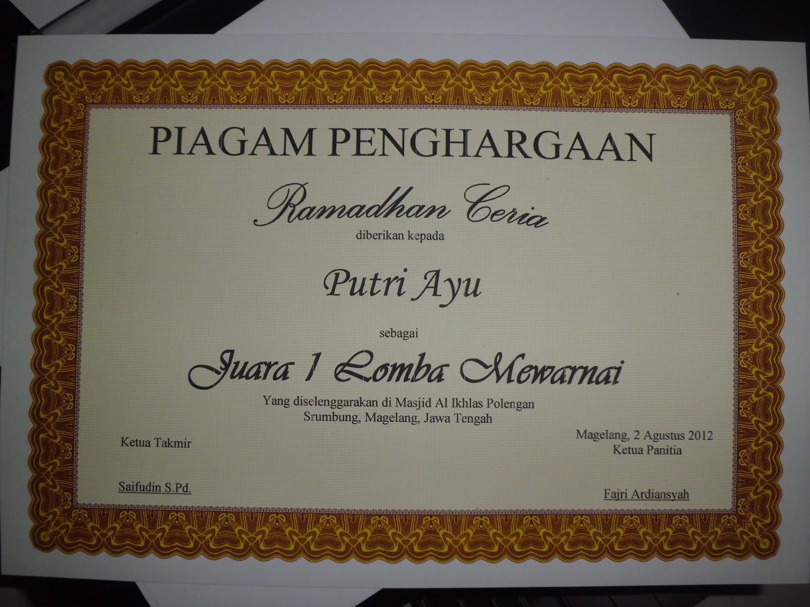 Cara membuat piagam lomba ~ Pripun Carane