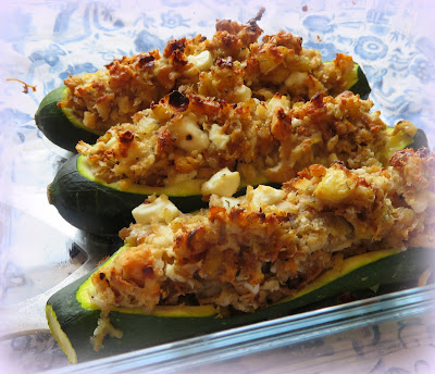 Stuffed Zucchini with Toasted Walnuts & Feta