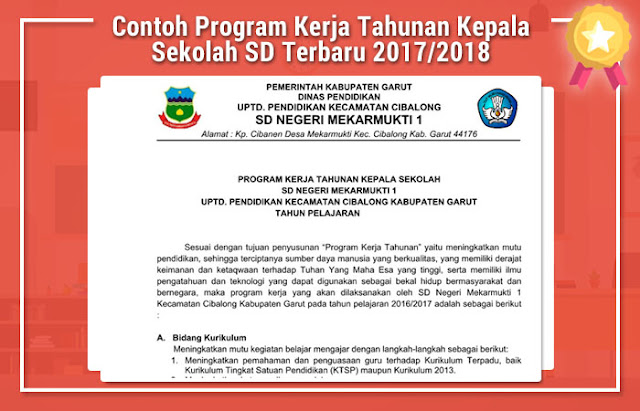 Contoh Program Kerja Tahunan Kepala Sekolah SD Terbaru 2017/2018