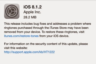 Apple rilascia ufficialmente il nuovo iOS 8.1.2