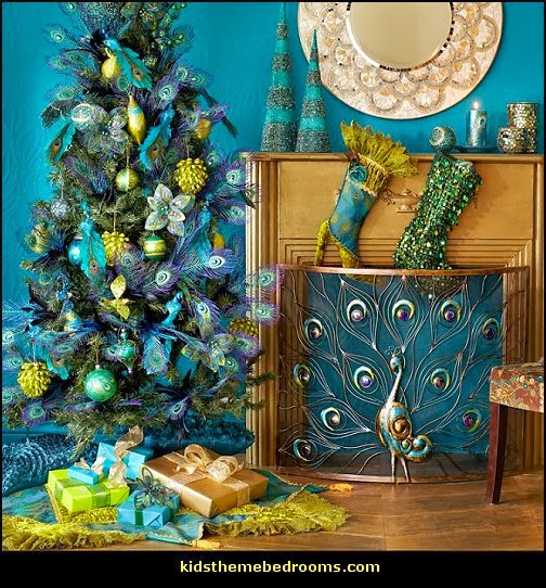 ... decorating - peacock color decor - peacock wallpaper - peacock bedding