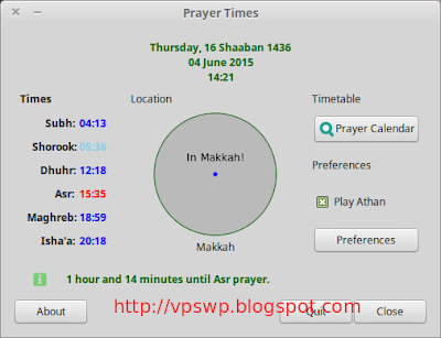 Minbar Prayer Time - software aplikasi azan Linux