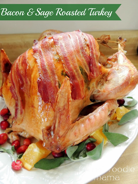 Bacon & butter make everything better! This Bacon & Sage Roasted Turkey will leave all of your holiday dinner guests raving this year.