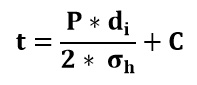Ecuación para estimar el grosor de las paredes de una tubería