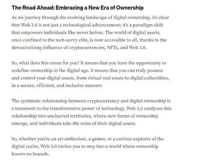 Ownership of assets and items in crypto and web 3