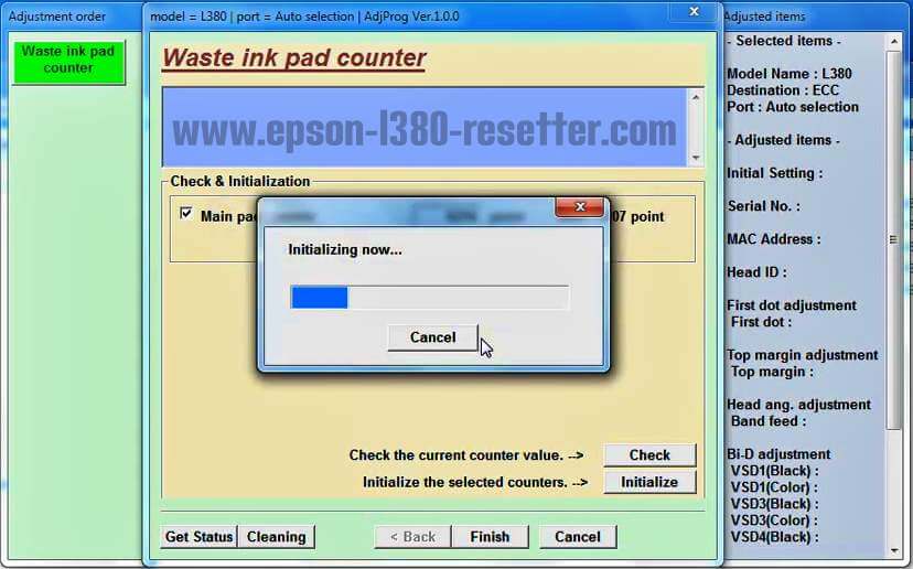 Epson L380 Resetter - Twelveth step
