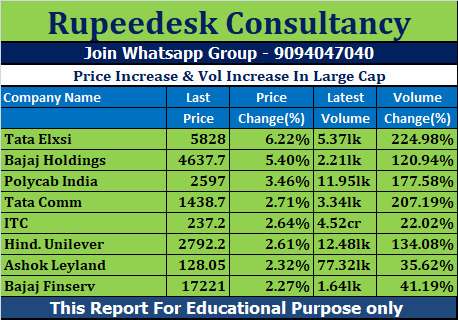 Price Increase & Vol Increase In Large Cap