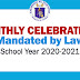 MONTHLY CELEBRATIONS Mandated by Law for SY 2020-2021