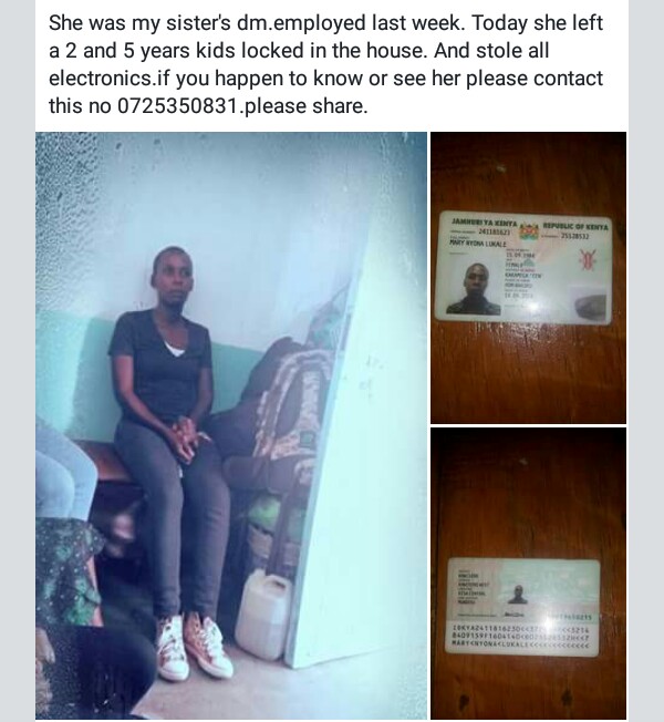  Photos: A week after she was employed, domestic help locked up two children and absconded with electronics