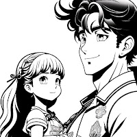 father and daughter coloring page anime style