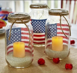 American Flag Mason Jar Votive Holders