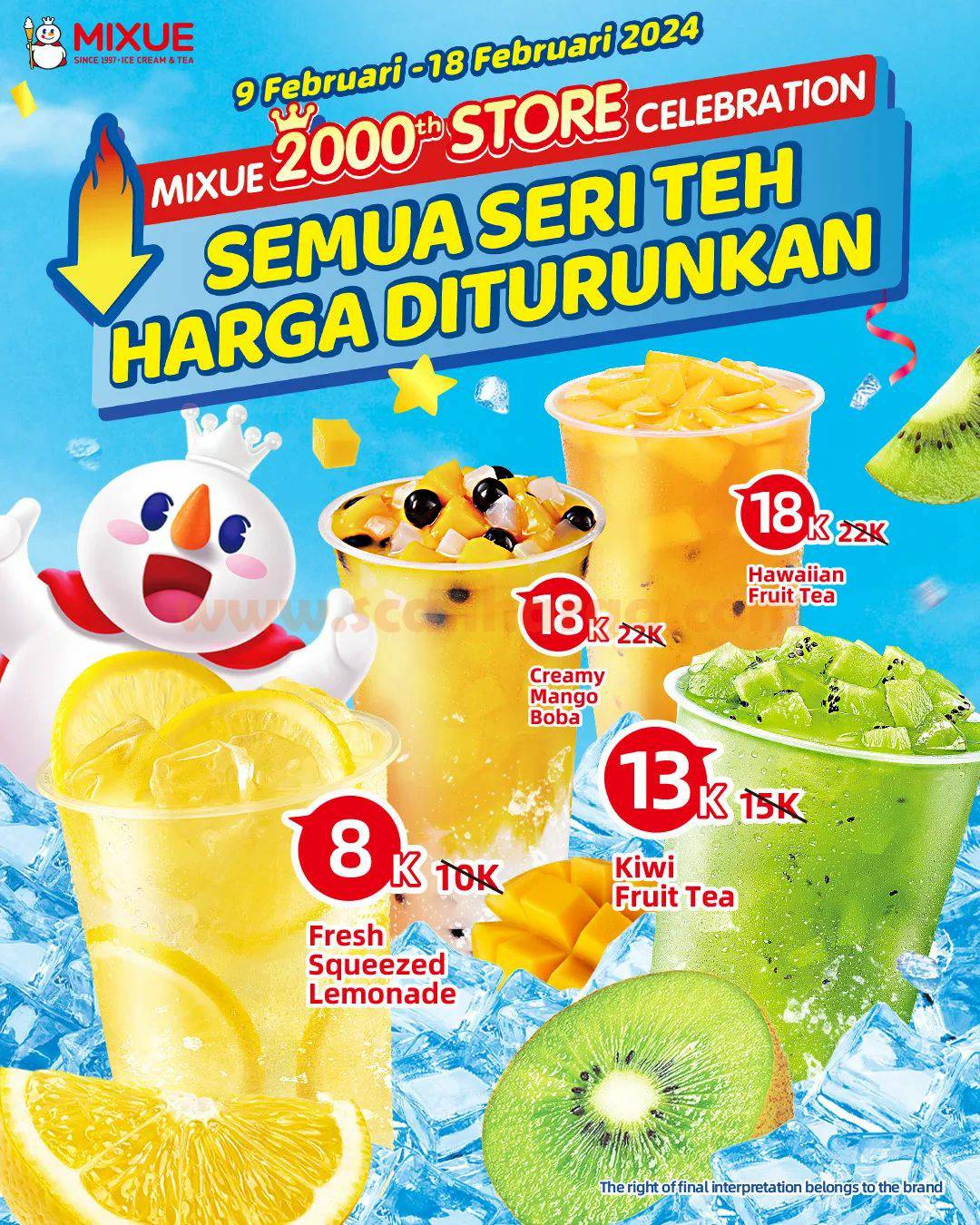 Promo MIXUE Semua Seri Teh Buah Turun Harga