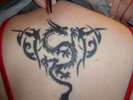 Cool Amazing Tribal Dragon Back Tattoos