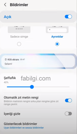 Samsung Bildirim İçeriğini Gizleme Yapımı Yeni Android 2024