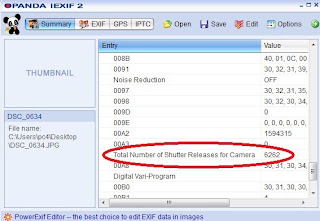 cara cek shutter count kamera dengan opanda iexif