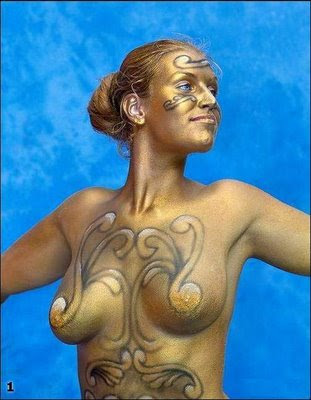 Red,Gold and Blue Body Painting