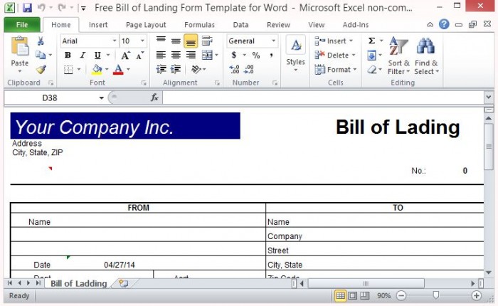 Bill Of Lading Forms Templates In Word And PDF Excel
