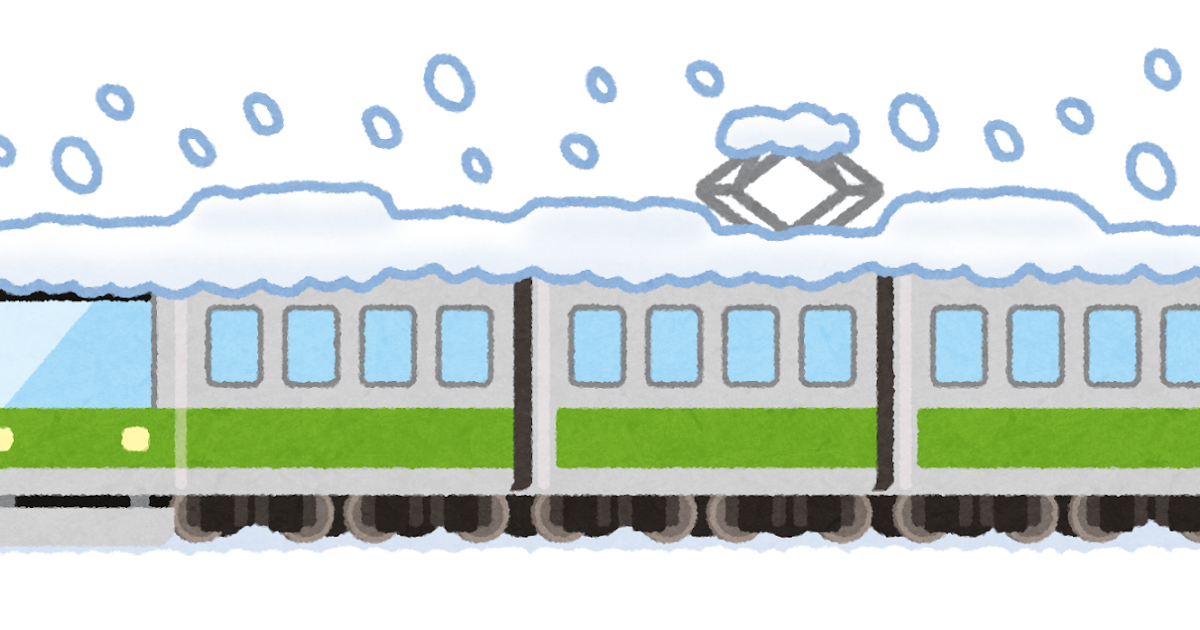 無料イラスト かわいいフリー素材集 雪で止まる電車のイラスト