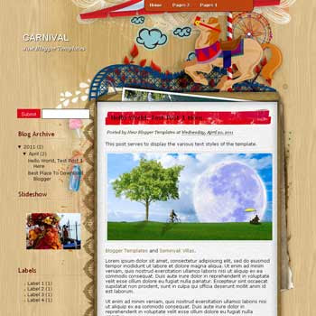 Carnival Blogger Template. blogger template from wordpress theme.