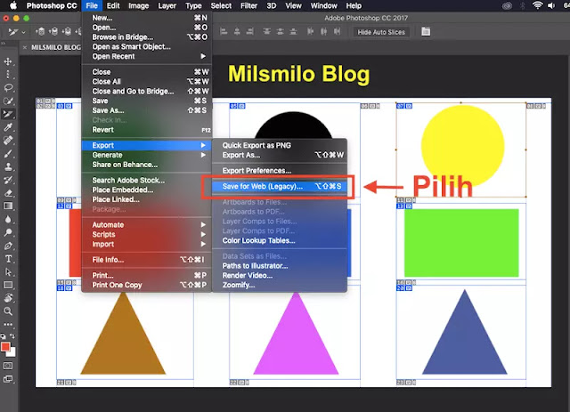 Cara membagi gabar menjadi banyak crop dan memotong gambar dengan Slice tool di photoshop, memotong gambar menjadi beberapa crop secara bersamaan pada objek foto dan gambar