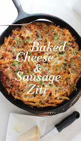 Food Lust People Love: The perfect weeknight family meal or Sunday supper, this baked cheese and sausage ziti is quick to put together but full of flavor. Comfort food at its best.