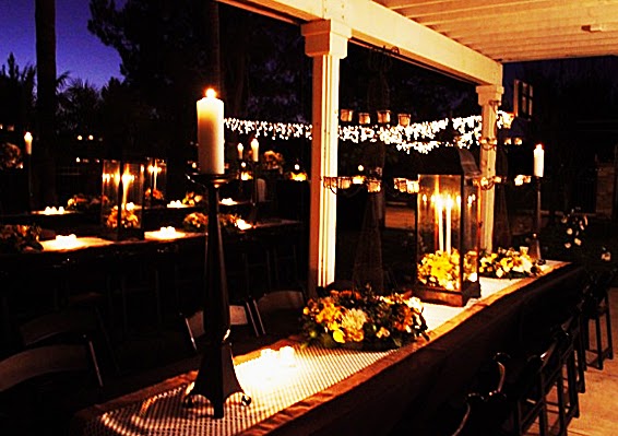 black and gold square wedding table setup