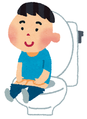 トイレに座る男の子のイラスト