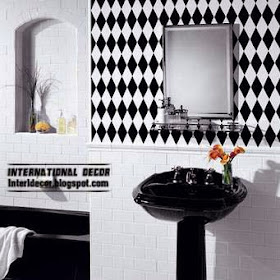 black and white wall tiles for bathroom and toilet, black wall tiles