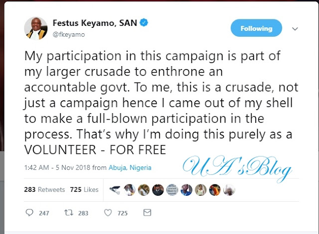 2019 Election: Why I Accepted To Be Buhari’s Campaign Spokesman Without Payment – Festus Keyamo