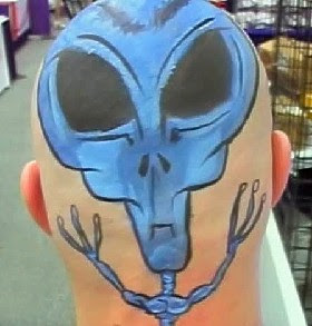 Alien On Head Tatoo