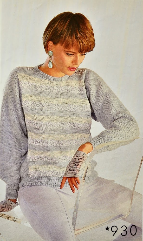 Vintage 1980s Wendy Lady's Striped Sweater Knitting Pattern No 930