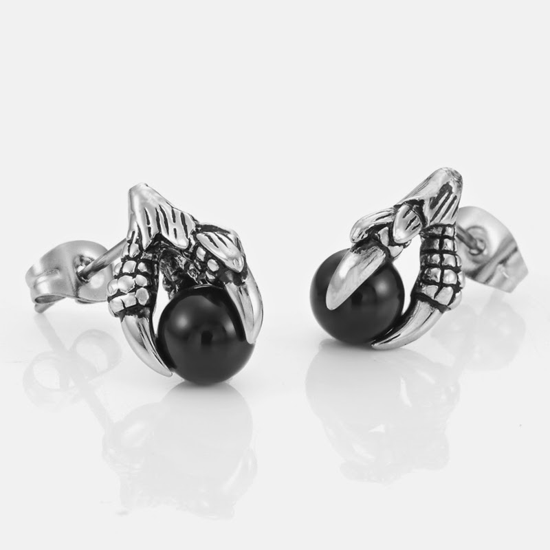 earrings black stone dragon
