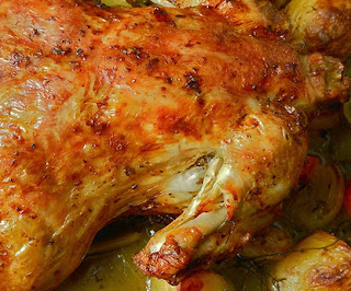 Pollo asado con verduras