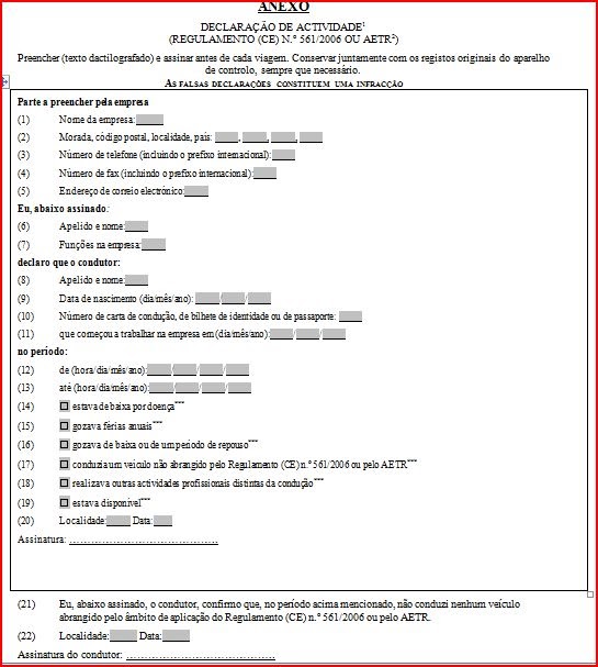 Alijó Motoristas: DECLARAÇÂO DE ACTIVIDADE