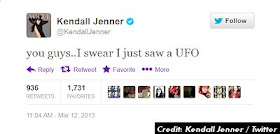 First Russell Crowe, Now Kendall Jenner & Khloe Kardashian Insist On UFO Sighting Via Twitter 3-12-13