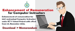 Enhancement of remuneration of Computer Instructors