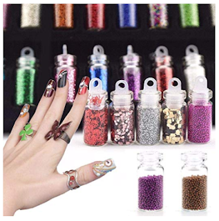 Kindsells 48Pcs Women Fashion Nail Art Manicure 3D Decoration Nail Glitter Dust Powder Sequins Set Sheets Stickers & Decals 