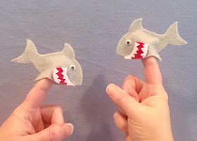 Two Little White Sharks finger puppets and fingerplay