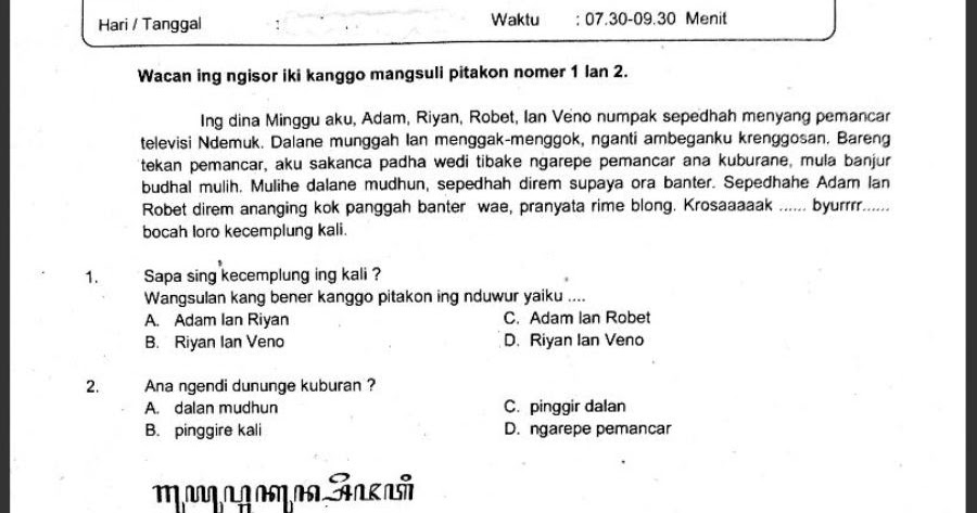  Soal  Dan  Jawaban  Bahasa  Jawa  Kelas  12 Guru Ilmu Sosial