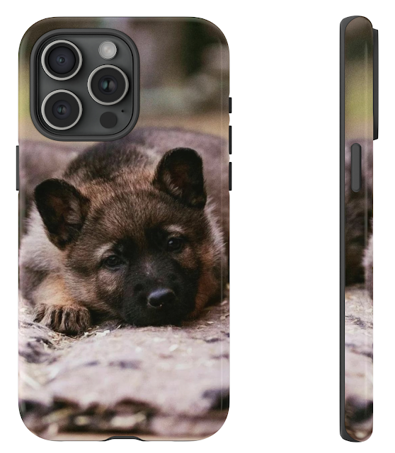 iPhone 15 Pro Max Tough Case With Beautiful Dark Sable Male German Shepherd Puppy