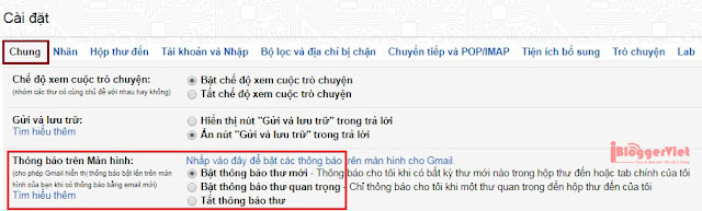 phần Thông báo trên Màn hình