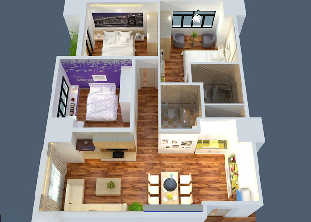 Thiết kế nội thất căn hộ chung cư 3 phòng ngủ 01