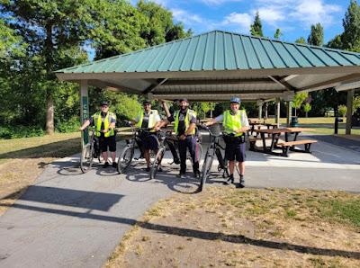 A joint RCMP/Bylaw Bike Patrol in Langely City