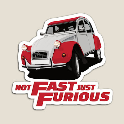 Not Fast, just Furious with Citroën 2CV - stickers and magnets
