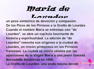 ▷ Significado del nombre Maria de Lourdes